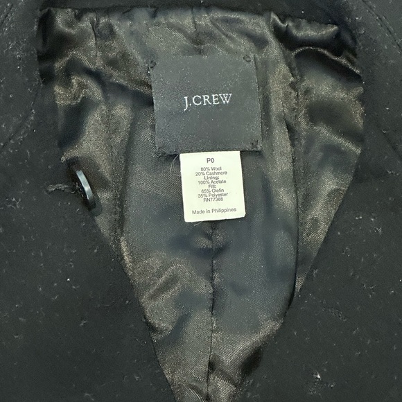 J. Crew Wool Black Double Breasted Pea Coat Size Petite 0 - Picture 3 of 7